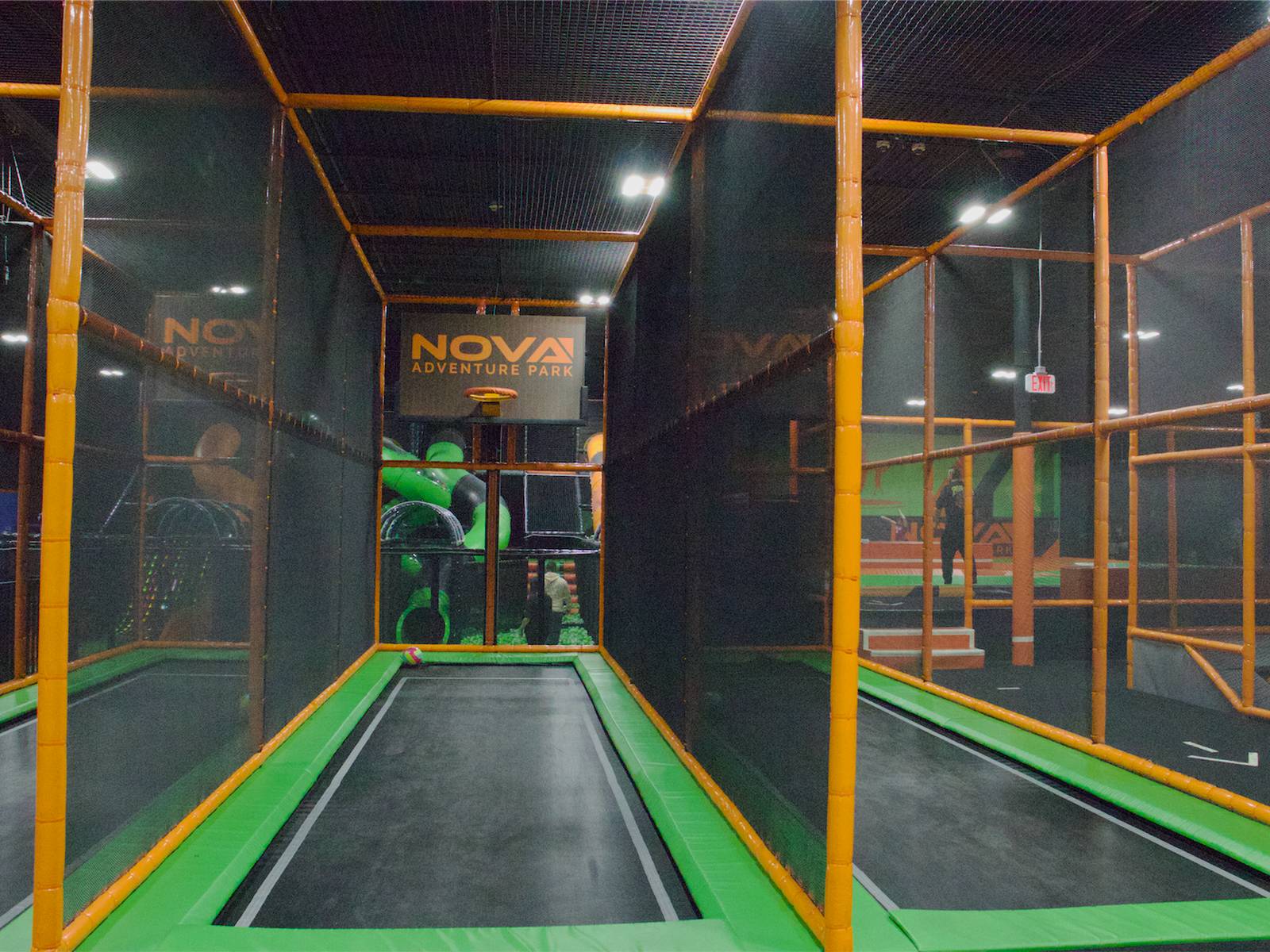 Trampoline basketball hoop at Nova Adventure Park
