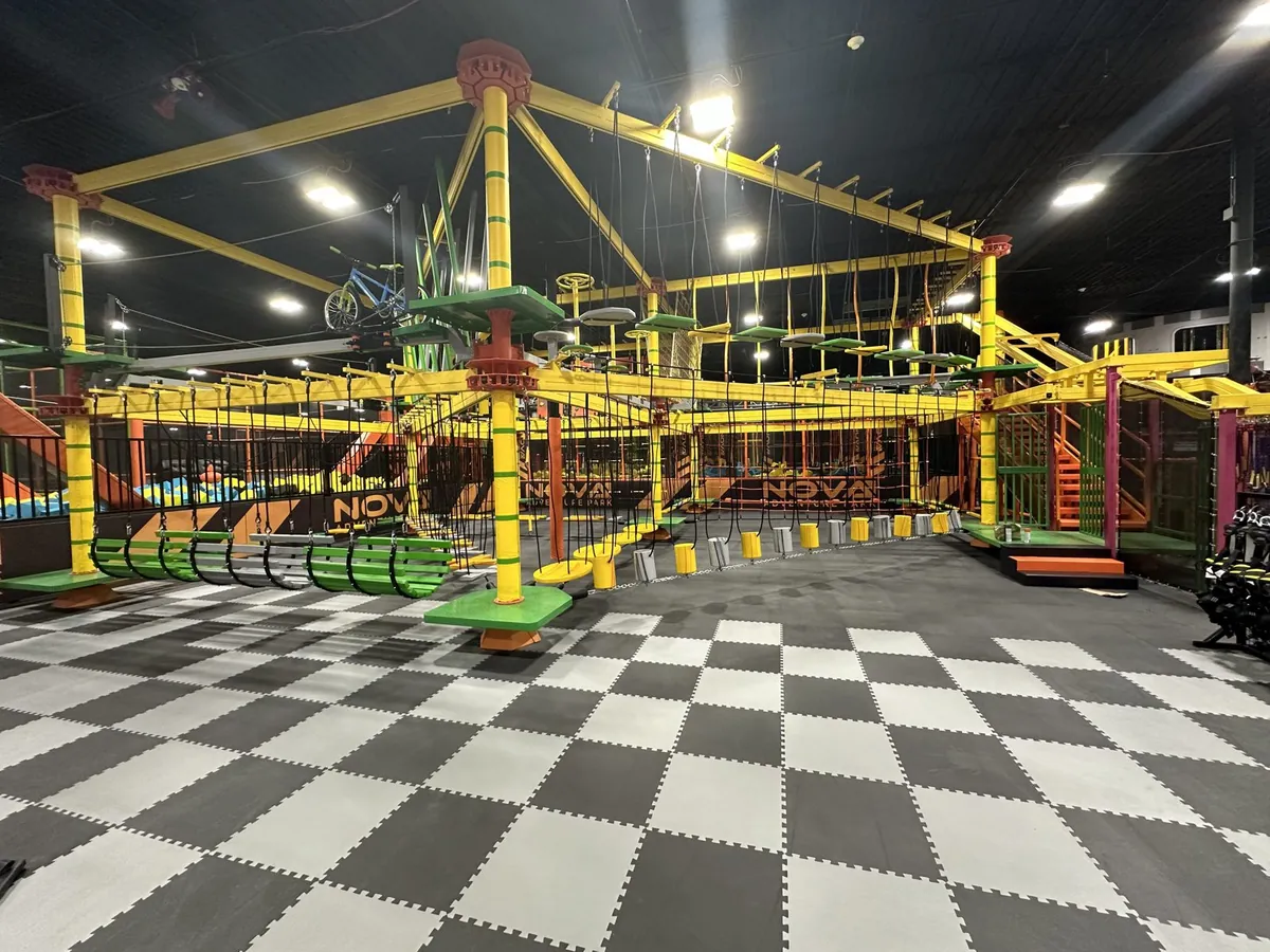 Ropes course obstacles at Nova Adventure Park